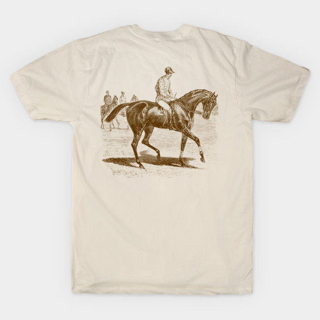 A Racing Horse with a Rider Vintage Illustration by Biophilia